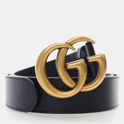 Pre-owned Gucci Gg Marmont Wide Belt In Black