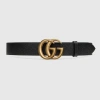 Gucci Wide Leather Belt With Double G Buckle In Black