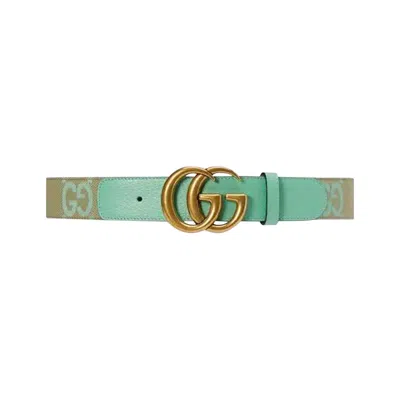 Pre-owned Gucci Gg Marmont Wide Belt 'light Blue/beige' | Women's Size 75