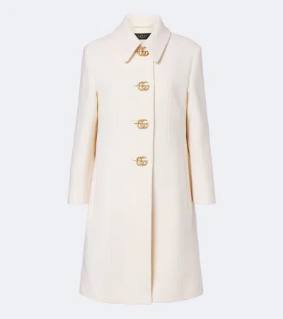 Gucci Gg Marmont Wool Coat In Weiss