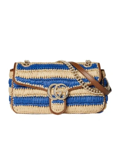 Gucci Gg Marmont Woven Medium Shoulder Bag In Brown