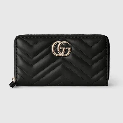 Gucci Gg Marmont Zip Around Wallet In Black