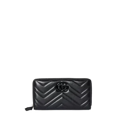 Gucci Gg Marmont Zip Around Wallet In Black