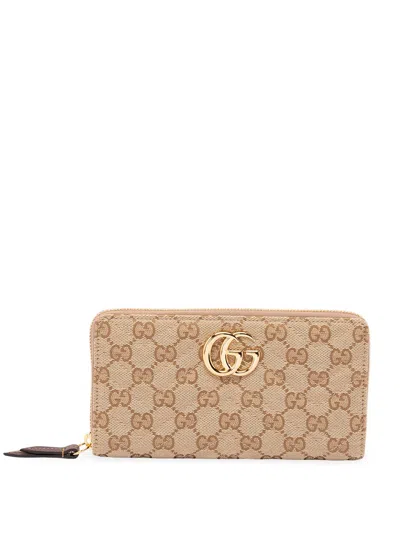 Gucci Gg Marmont Zip Around Wallet In Brown