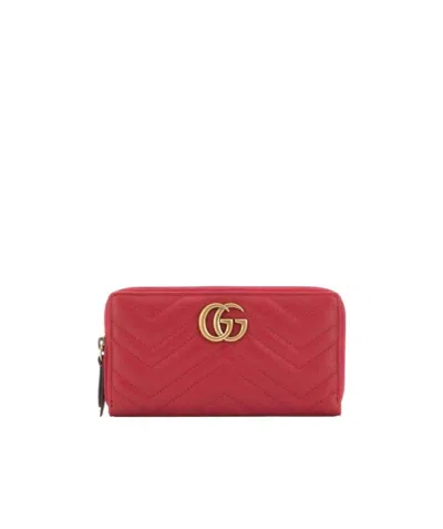 Gucci Gg Marmont Zip Around Wallet In Red