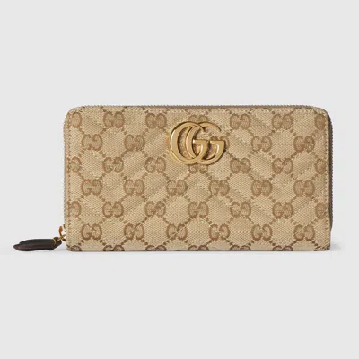 Gucci Gg Marmont Zip Around Wallet In Sand