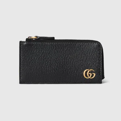 Gucci Gg Marmont Zip Card Case In Black