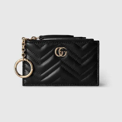 Gucci Gg Marmont Zip Key Case In Black