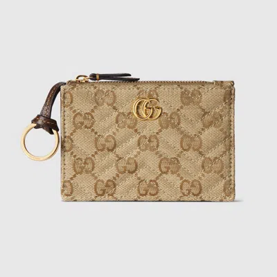 Gucci Gg Marmont Zip Key Pouch In Sand