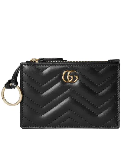 Gucci Gg Marmont Zip Keychain In Black