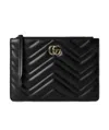 Gucci Gg Marmont Zipper Clutch In Black