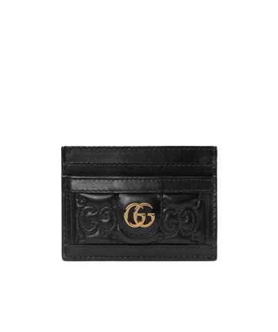 Gucci Gg Matelassé Card Holder In Black