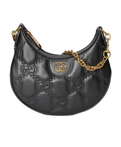 Gucci Gg Matelassé Half-moon Shaped Bag In Black