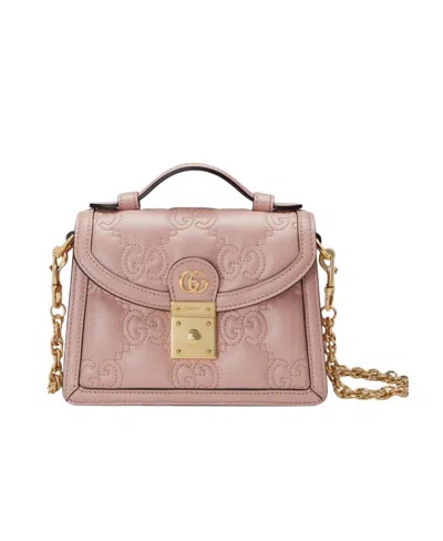 Gucci Small Matelassé Leather Bag In Pink