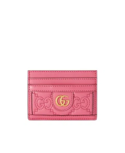 Gucci Gg Matelassé Leather Wallet In Pink