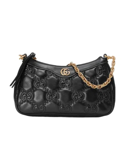Gucci Black Leather Lion Gg Handbag
