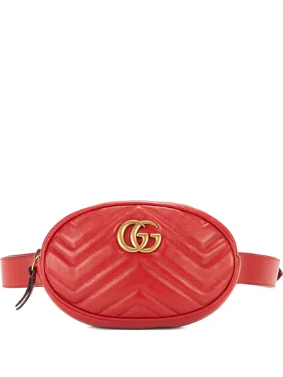 Pre-owned Gucci Gg Matelassé Belt Bag In Red