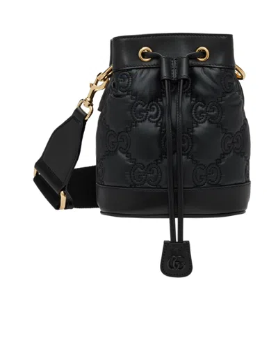 Gucci Gg Matelassé Bucket Bag In Black