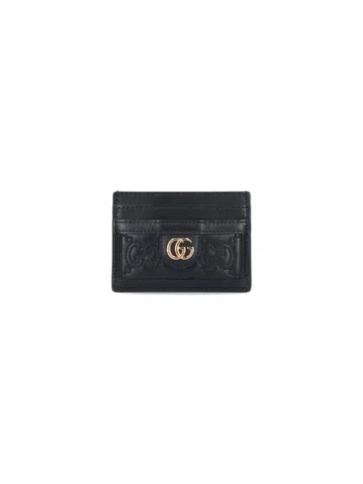 Gucci "gg" Matelassé Card Holder In Black  