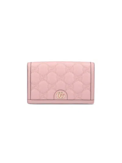 Gucci "gg Matelassé" Crossbody Wallet In Pink