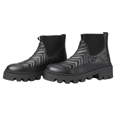 Pre-owned Gucci Gg Matelassé Leather Boot Black
