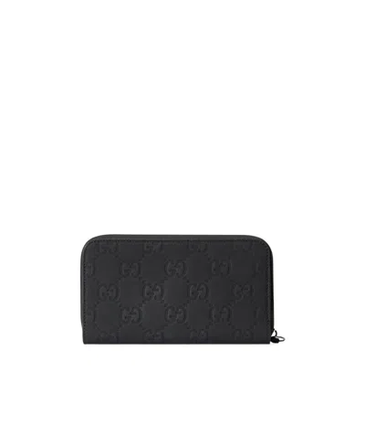 Gucci Gg Matte-finish Leather Wallet In Black