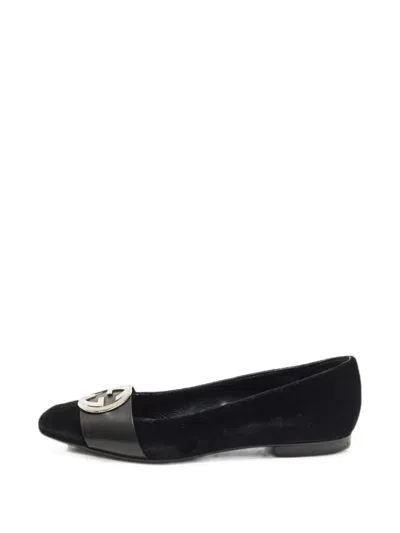 Pre-owned Gucci Gg Medallion Velvet Ballet Flats In Black