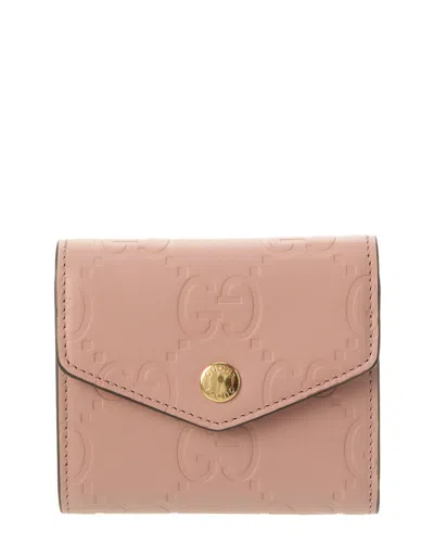 Gucci Leather Gg Wallet In Beige