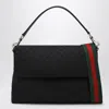 Gucci Gg Medium Shoulder Bag With Web Strap In Black
