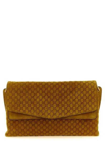 Gucci Gg Medium Suede Shoulder Bag Shoulder Bags Yellow In Brown