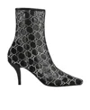 Gucci Gg Crystals-embellished Pointed-toe Ankle Boots In Black