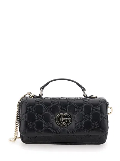 Gucci 'gg Milano' Black Crossbody Bag With Removable Chain-link Shoulder Strap And Double G Logo Pla In Multicolor