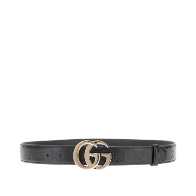 Gucci 'gg Milano' Leather Belt In Black
