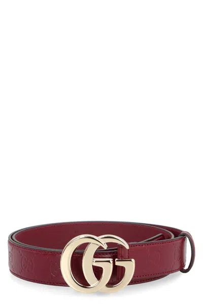 Gucci Gg Milano Leather Belt In Red