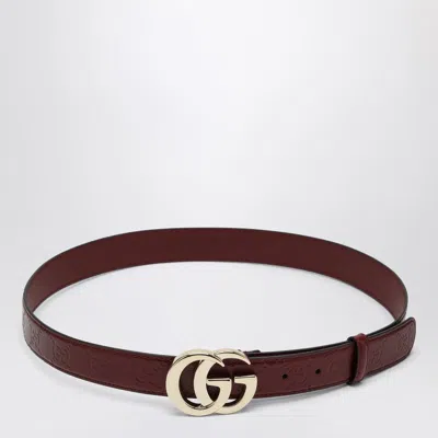 Gucci Gg Milano Rosso Ancora Leather Belt In Brown