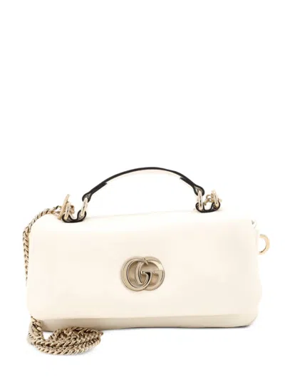 Pre-owned Gucci Gg Milano Top Handle Bag Leather Mini Shoulder Bag In White