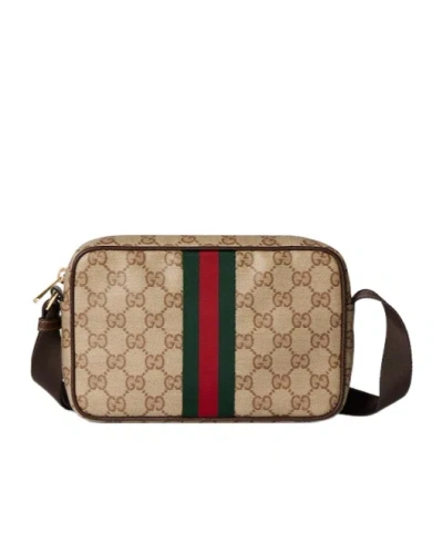 Gucci Gg Mini Bag With Web In Brown