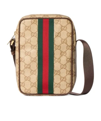Gucci Gg Mini Bag With Web In Brown