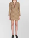 Gucci Gg Mini Dress With Horsebit In Brown