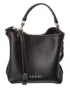 Gucci Gg Mini Emblem Leather Tote In Black