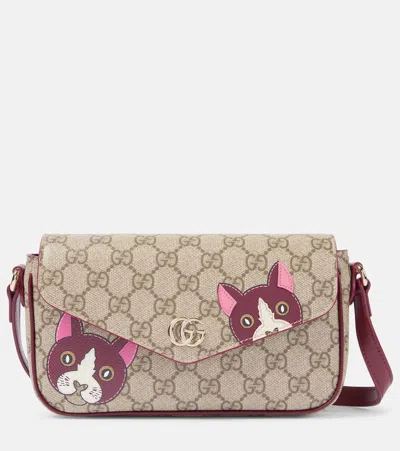 Gucci Gg Mini Printed Leather Shoulder Bag In Multicoloured