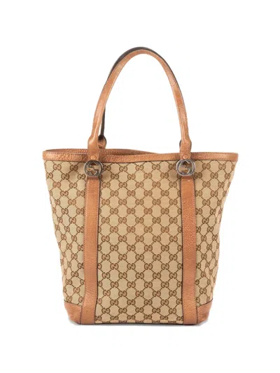Pre-owned Gucci Gg Miss Logo-pattern Tote Bag In Neutral