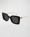 Gucci Grey Square Ladies Sunglasses Gg1567sa 001 54 In Black