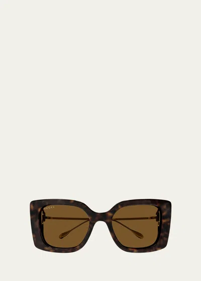 Gucci Gg Mixed-media Butterfly Sunglasses In Havana
