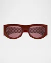 Gucci Gg Monogram Acetate Sunglasses In Burgandy