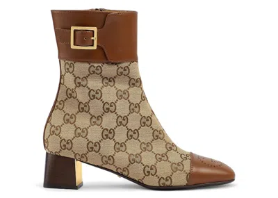 Pre-owned Gucci Gg Monogram Ankle Boots (women's) Sneakers In Brown/beige