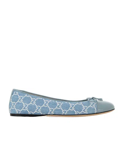 Gucci Gg Monogram Ballet Shoes In Blue