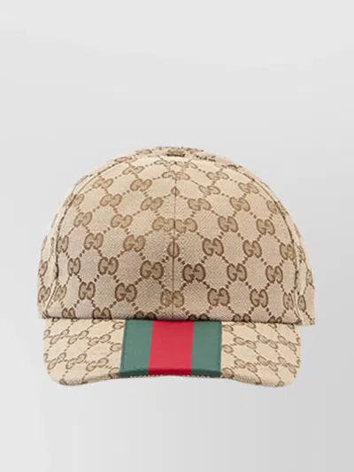 Gucci Gg Monogram Baseball Cap With Web Detail In Neutral
