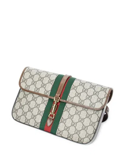 Pre-owned Gucci Gg Monogram Belt Bag In Gray