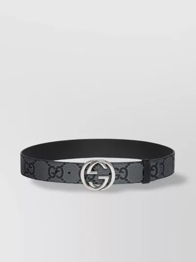 Gucci Gg Monogram Belt With Interlocking G Buckle In Gray